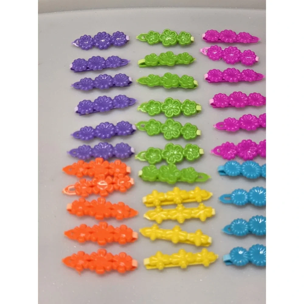 Vintage Goody Hair Lot Kiddie Snap Tight Plastic Barrettes Flowers lot Butterfly